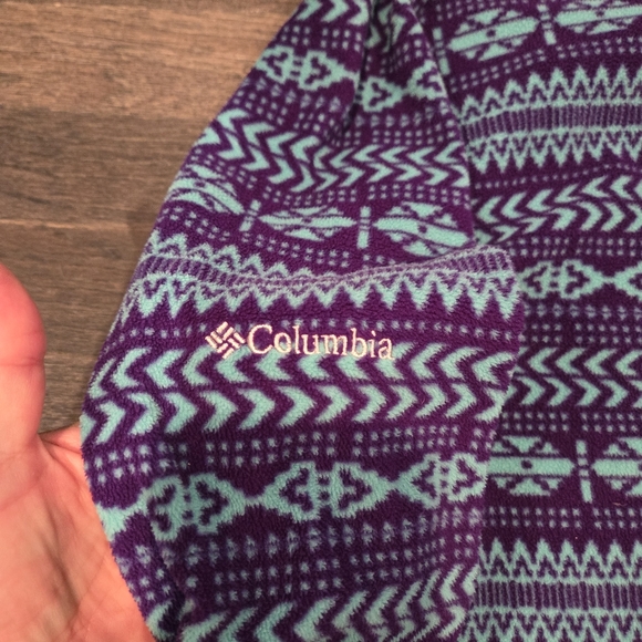 Columbia Fleece 1/4 Zip Lightweight Aztec Print - Purple, Turquoise - SZ Small - Picture 7 of 8